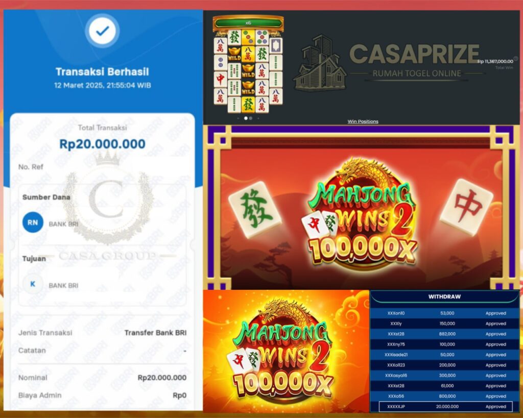 !ANTI BONCOS BOSSKU!! CASAPRIZE RAJANYA JACKPOT WIN SEBESAR 20 JT DI PRAGMATIC MAHJONG WINS 2