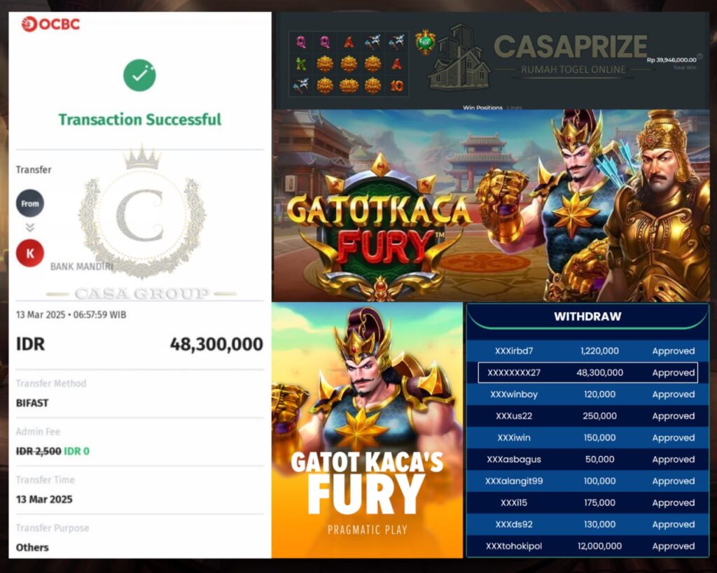 CASAPRIZE JP LAGI!! MENANG SEBESAR 48 JT DI GATOTKACA FURY!!