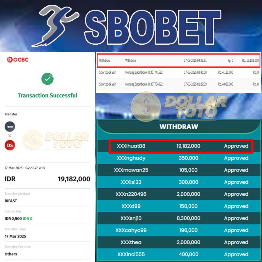 SBOBET DOLLARTOTO PALING JOSS! MENANG SEBESAR 19 JT BOSKU !