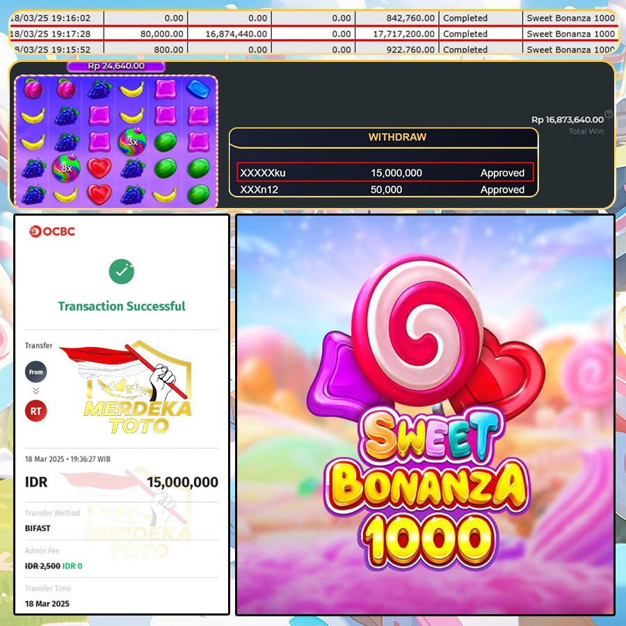 SWEET BONANZA 1000 BAWA HOKI!! MENANG LAGI SEBESAR 15 JT DI MERDEKATOTO