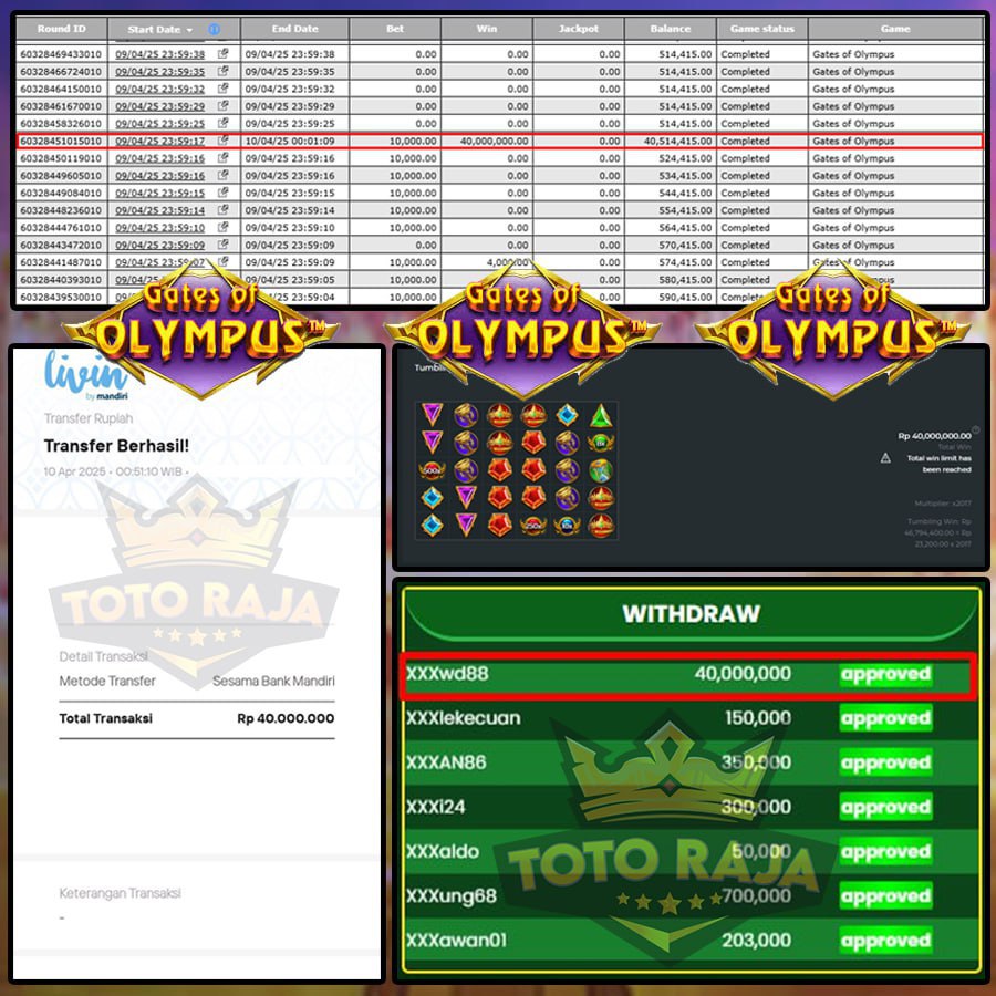 TOTORAJA CUANN!! MENANG SEBESAR 40 JT DI GATES OF OLYMPUS!!