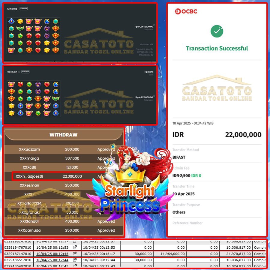 JOSS TERUSS!! MENANG LAGI DI CASATOTO SEBESAR 22JT!!