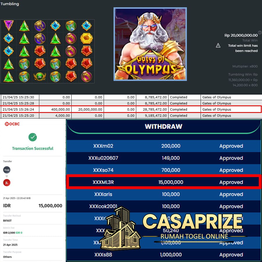 KAKEK LAGI GACORR BOSSKU!! MENANG SEBESAR 15 JT DI CASAPRIZE!!