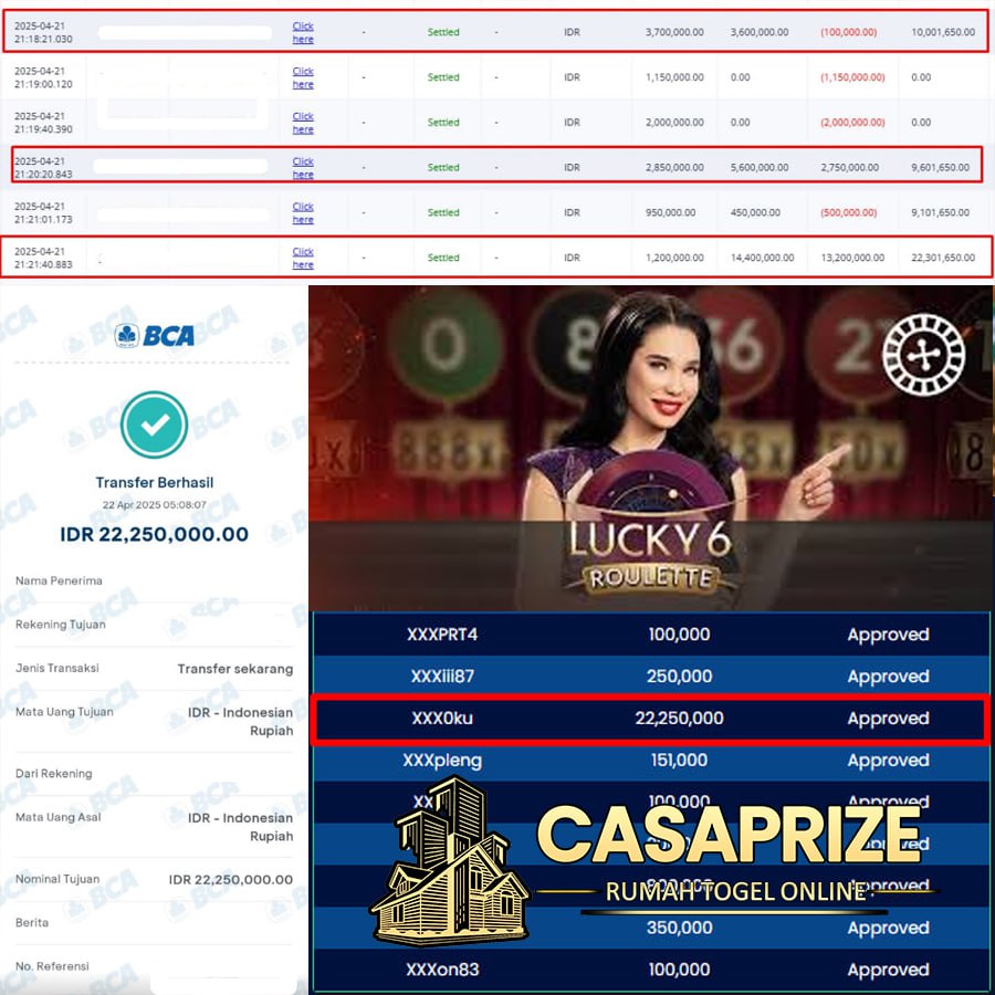 BAWA HOKY LAGI BOSKU !! MENANG SEBESAR 22 JT DI LUCKY 6 ROULETTE DI CASAPRIZE!!
