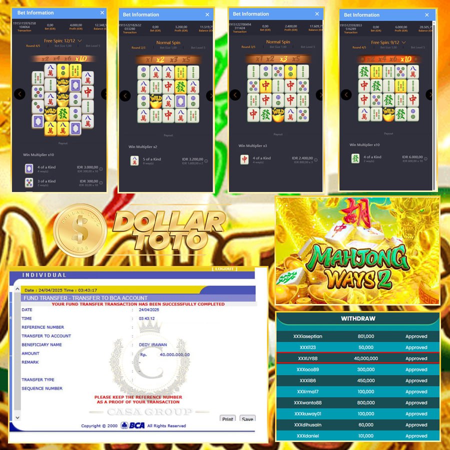 PECAH KEMBALI MAHJONG WAYS 2 MENANG SEBESAR 40 JT DI DOLLARTOTO!!