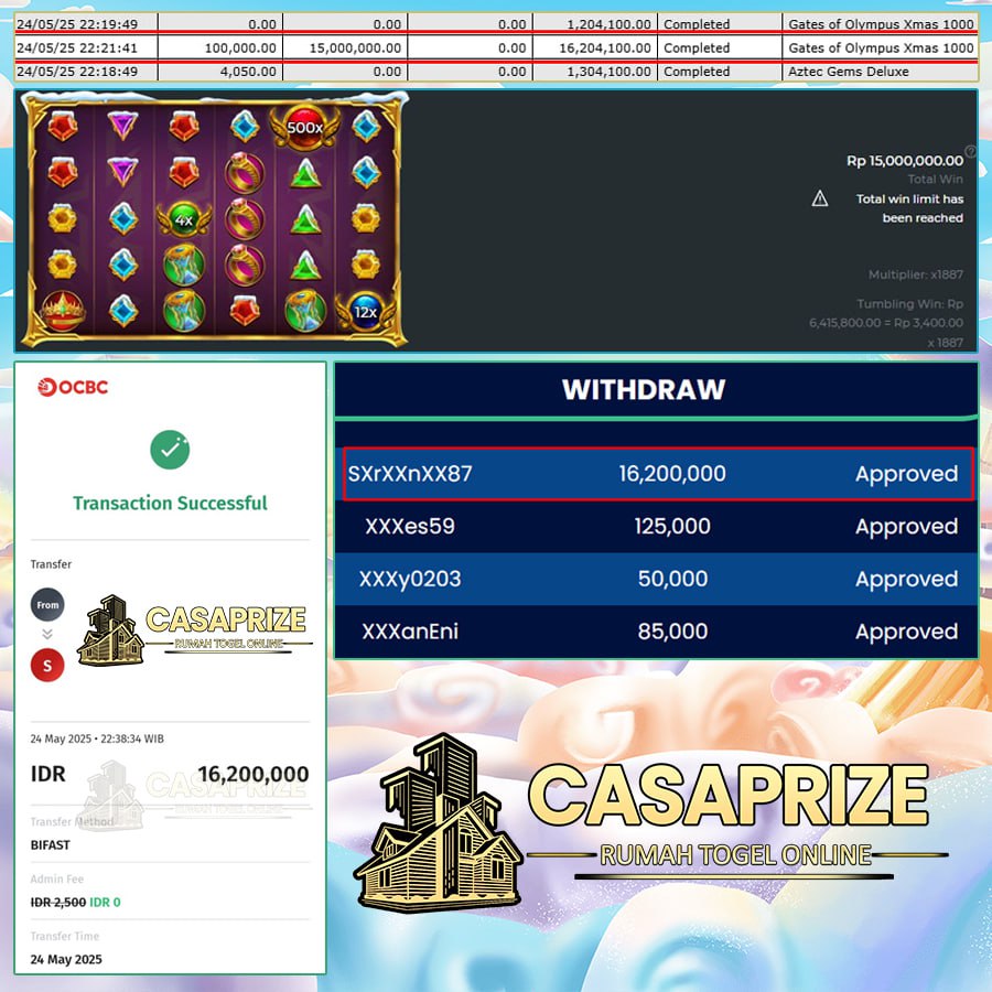 GILA! GATES OF OLYMPUS XMAS 1000 !!! MELEDAK DI CASAPRIZE! MODAL RECEH JADI 16JT! CUAN DINGIN-DINGIN SEGER!