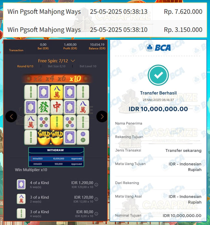 CASAPRIZE JOSS TERUSS!! MENANG LAGI SEBESAR 10JT DI MAHJONG WINS !!!