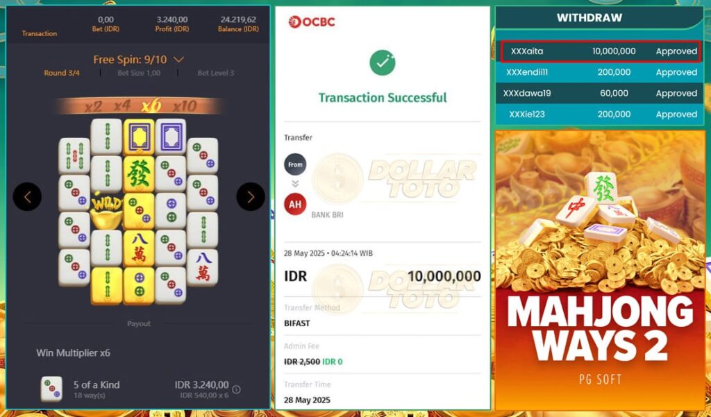 MENANG SPEKTAKULER!! WIN 10JT DI MAHJONG WAYS 2 DOLLARTOTO!!