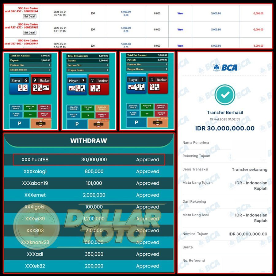 SBO CASINO KEMBALI BAWA KEBERUNTUNGAN DOLLARTOTO CAIRIN 30JT SEKALI MAIN!