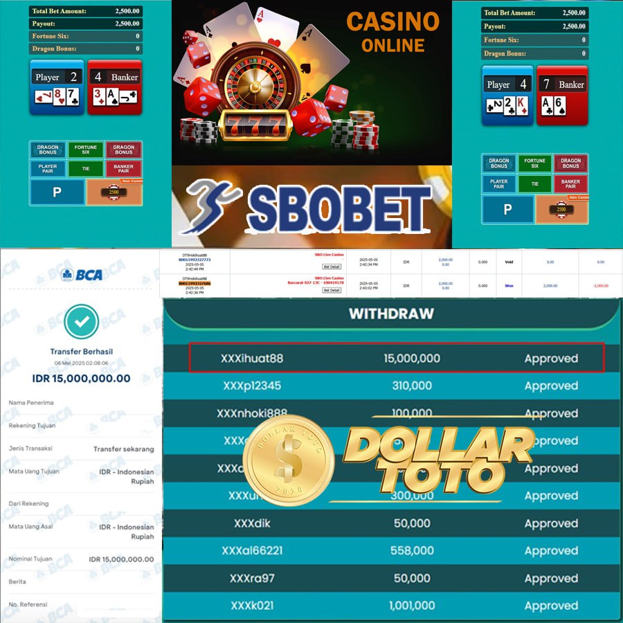 CUAN TIAP HARI DI DOLLARTOTO!! MENANG DI SBOBET CASINO TEMBUS 15JT!!