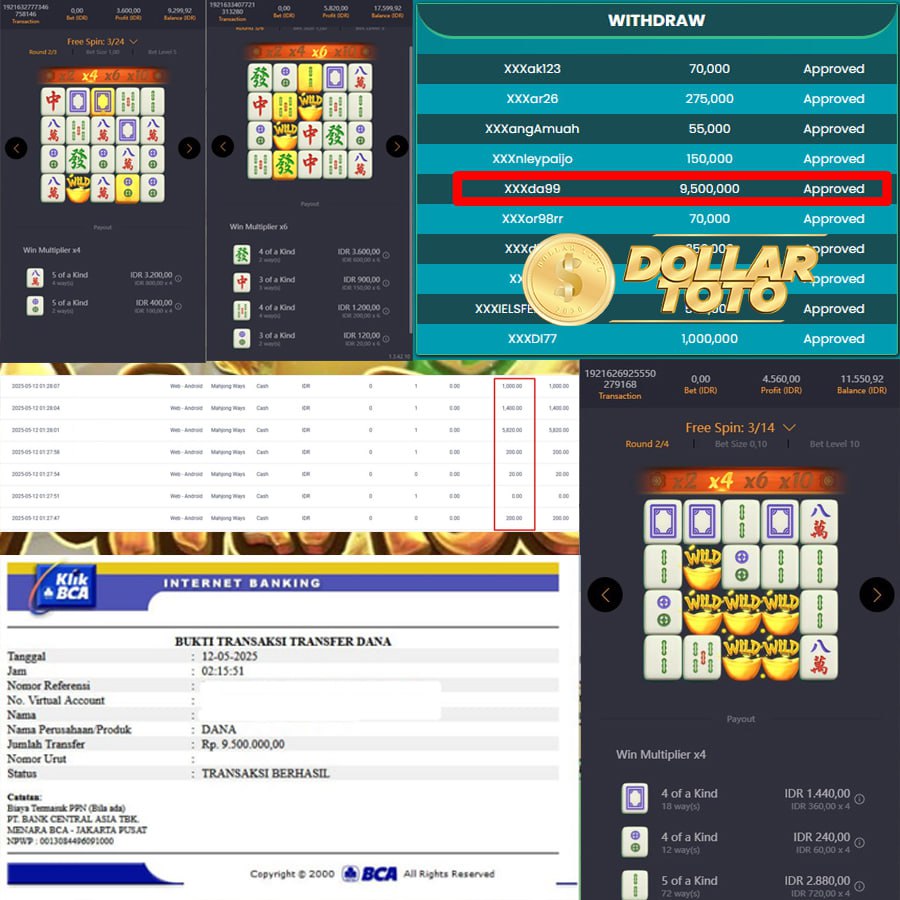 CUAN NONSTOP!! DOLLARTOTO KEMBALI BAYARKAN 9 JT DI MAHJONG!! AUTO WD BOSSKU!!