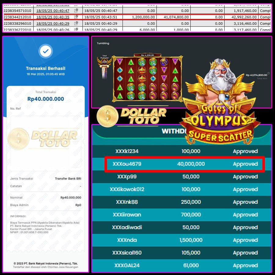 DOLLARTOTO BENERAN NGERI! GATES OF OLYMPUS SUPER SCATTER NGEBAGI JACKPOT SAMPE 40 JUTA!