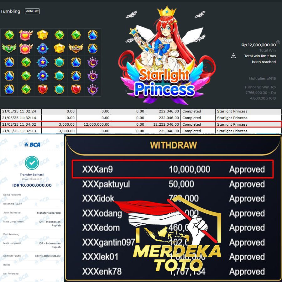 MERDEKATOTO SUPER HOKI!!! STARLIGHT PRINCESS NAIK KELAS, HADIAH LANGSUNG 10 JUTA!!!