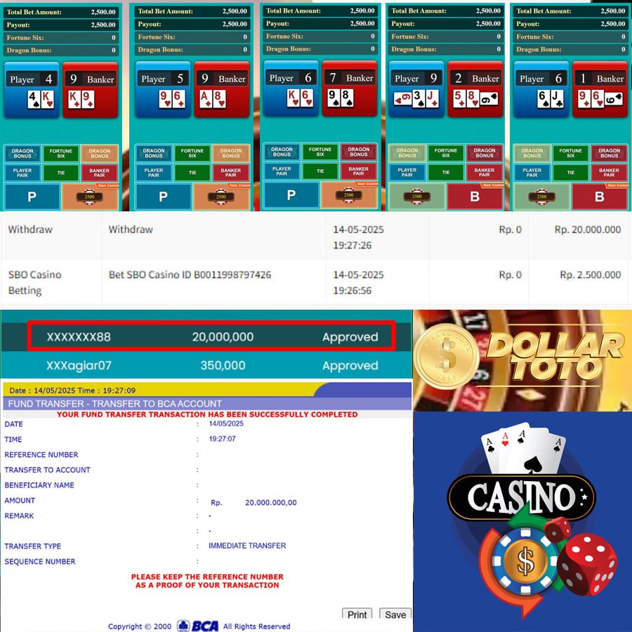 DOLLARTOTO MENGGILA LAGI! MAIN SBO CASINO CUAN 20JT LANGSUNG CAIR!