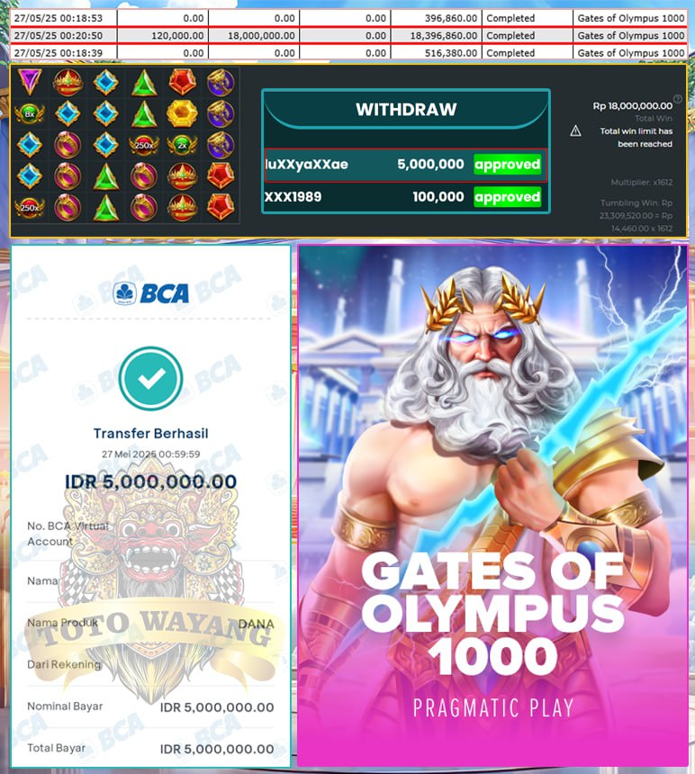 WIN BESAR DI GATES OF OLYMPUS 1000 TOTOWAYANG!! 5 JUTA MENDARAT MANIS!!