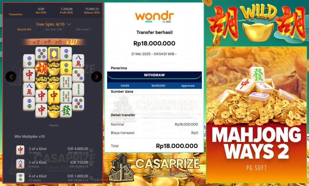 GELEGAR JACKPOT MAKSIMAL!! MAHJONG WAYS 2 NGASIH 18 JUTA TANPA AMPUN LAGI DI CASAPRIZE!