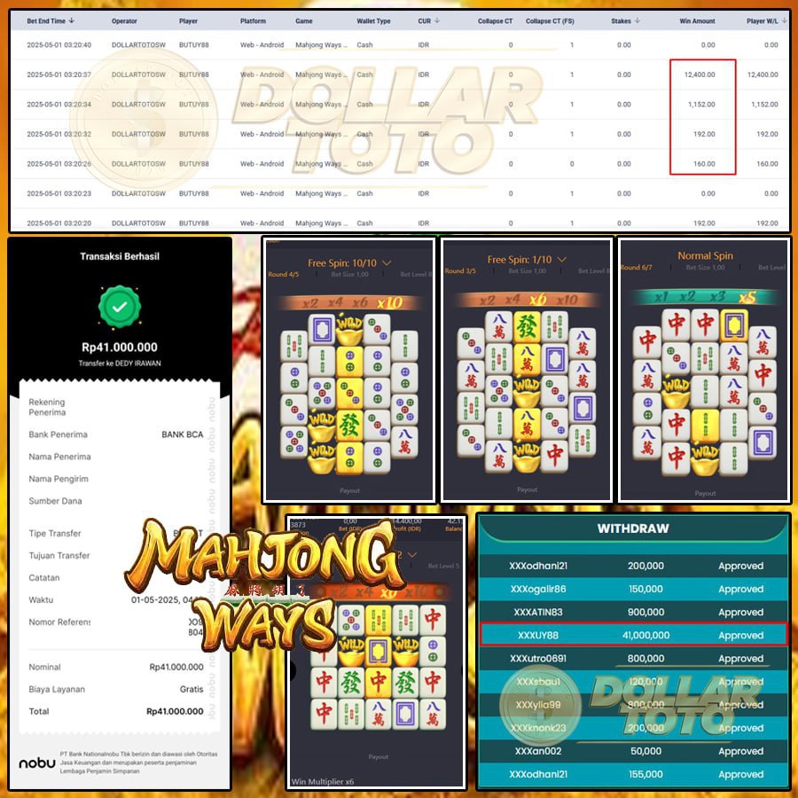 JOSS LAGII NII BOSSKU DOLLARTOTO!! MENANG KEMBALI DI MAHJONG WAYS SEBESAR 41JT!!