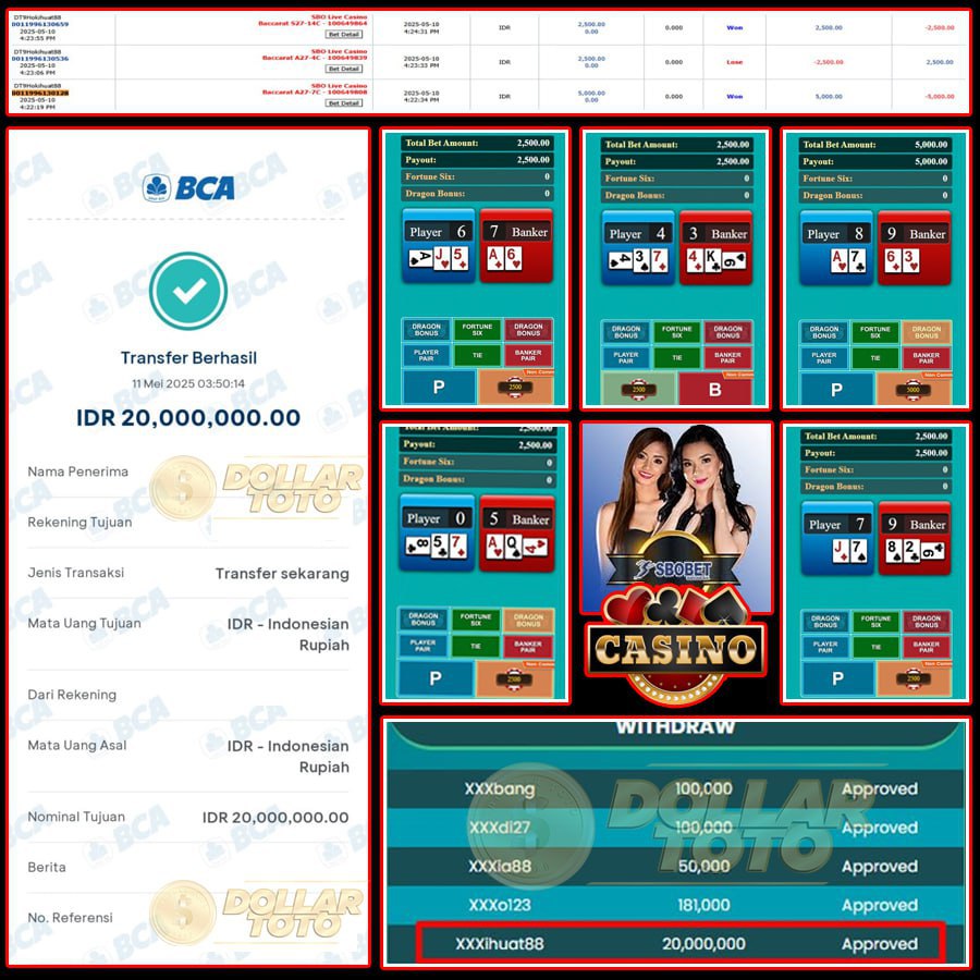 DOLLARTOTO PENUH HOKI!! WIN LAGI DI SBO CASINO SEBESAR 20 JT !!