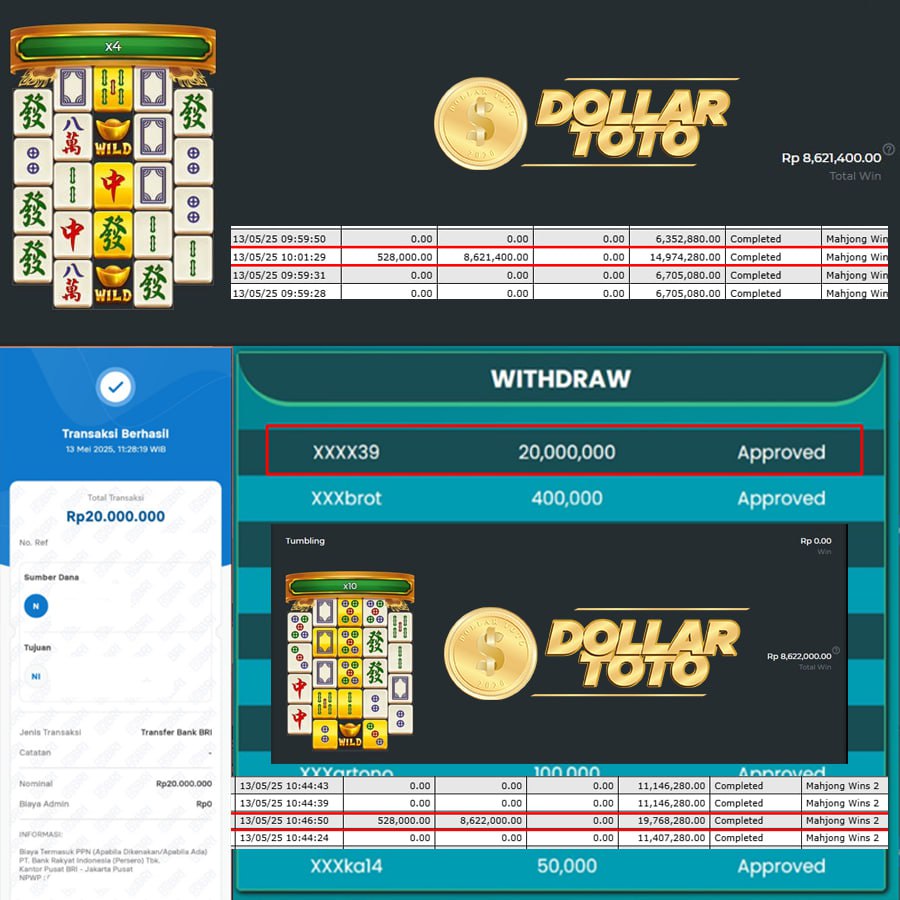 DOLLARTOTO JOSS TERUSS!! MENANG LAGI SEBESAR 20JT DI MAHJONG WINS 2!