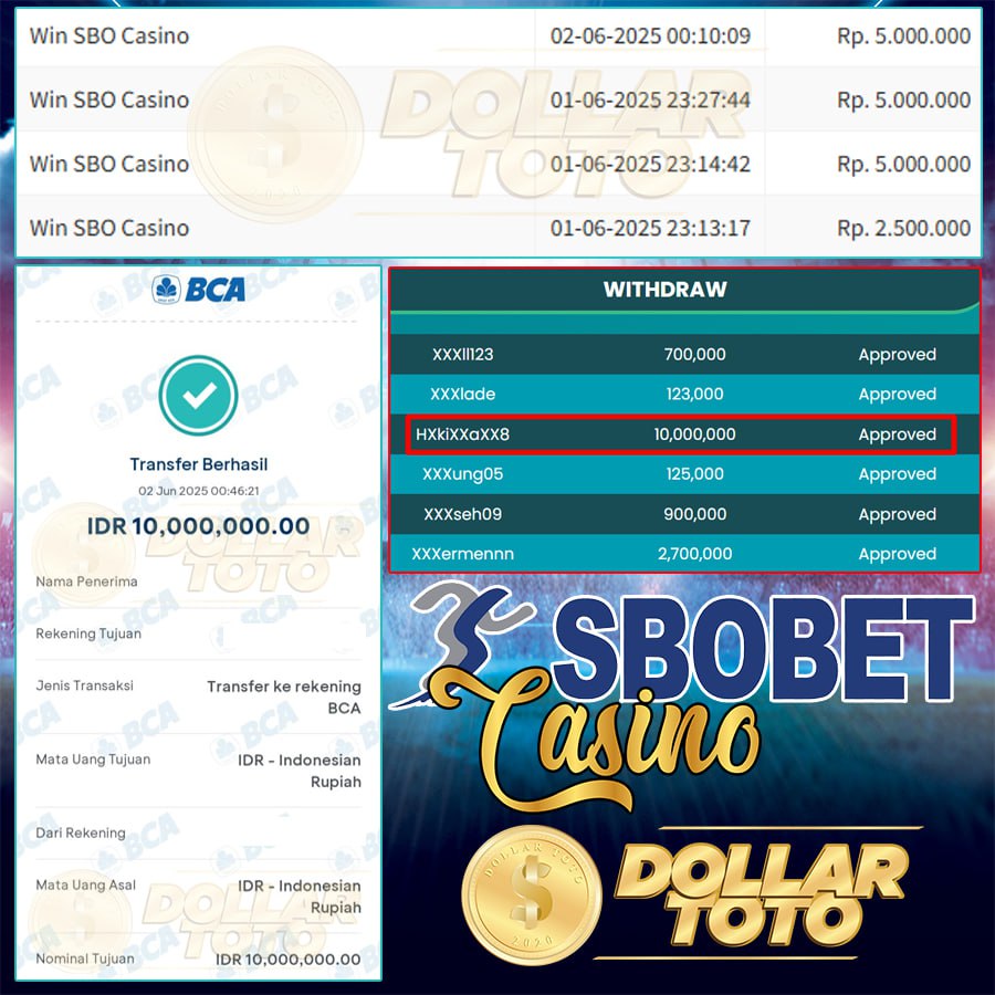 JP DI SBOBET CASINO DOLLARTOTO 10JT LANGSUNG DI BAYAR LUNASS!!!