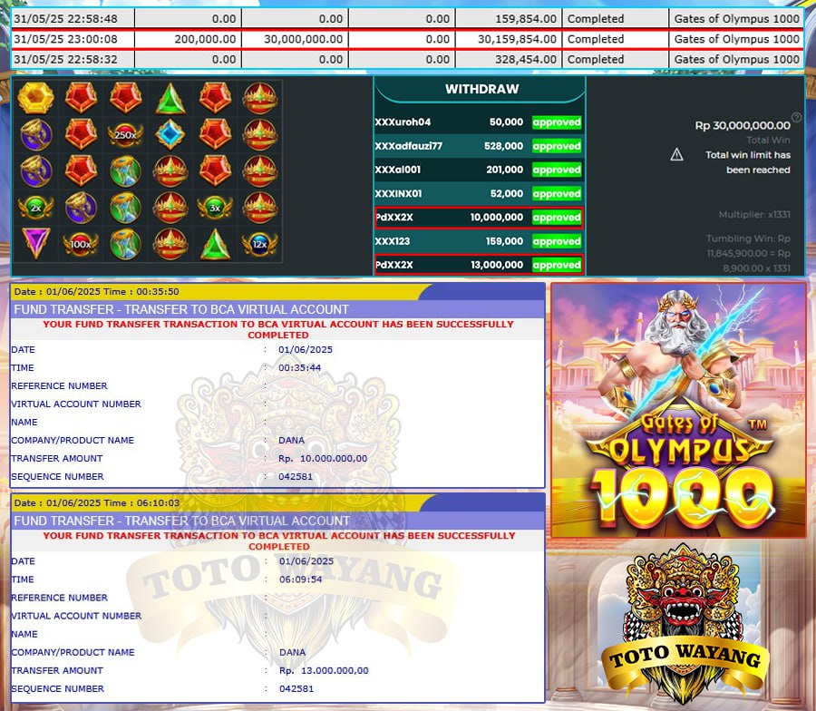 WEDEE LAGI KETUAA!! GATES OF OLYMPUS 1000 WIN SEBESAR 30 JT DI TOTOWAYANG!!