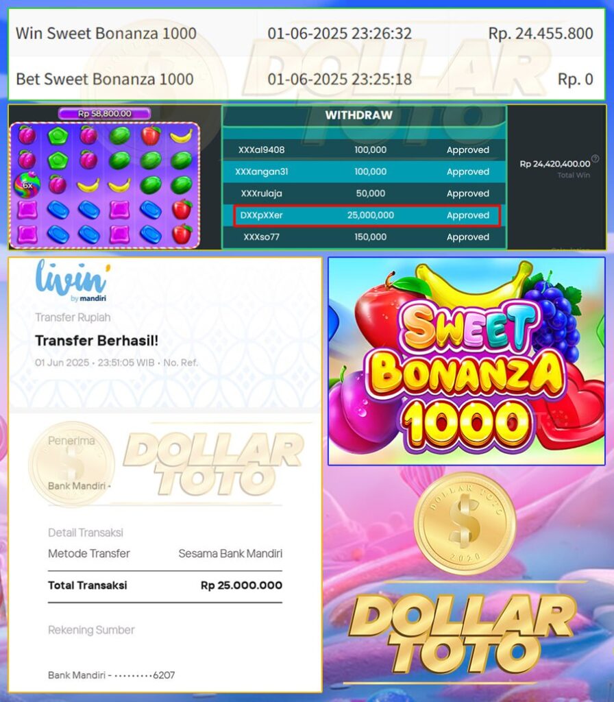 ISENG-ISENG BERHADIAH, HASILNYA FANTASTIS!! JP 25JT SWEET BONANZA 1000 AUTO CUAN DOLLARTOTO!!